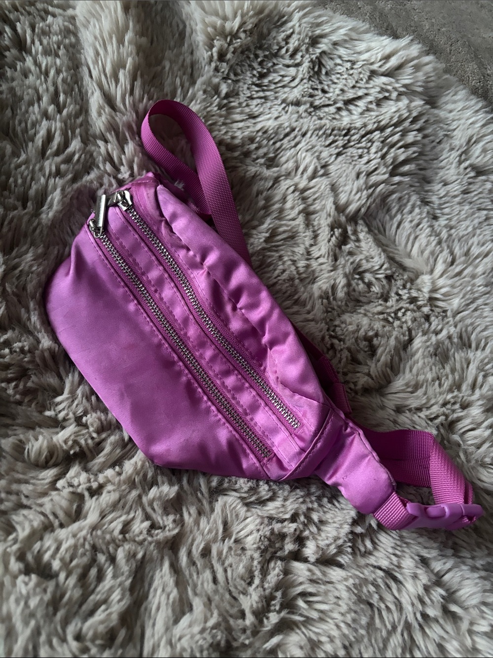 Pink Satin Waist Bag - Lightweight Women’s Crossbody